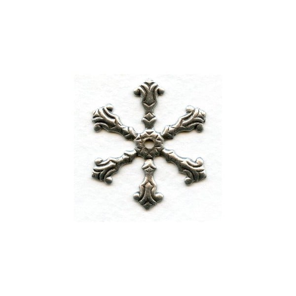 Ornate Prongs Oxidized Silver Stamping 34mm