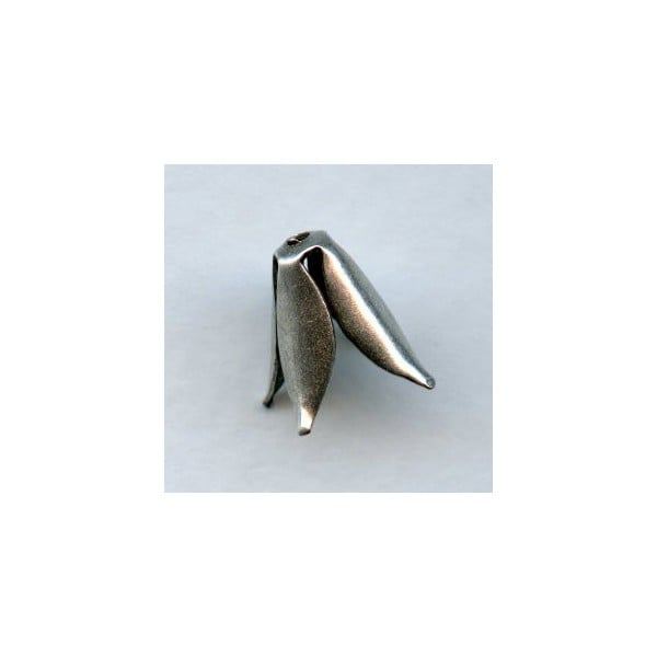Smooth Tulip Style Bead Cap Oxidized Silver (12)