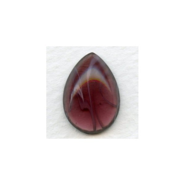 Vintage 18x13mm Pear Glass Cabochon Amethyst Swirls