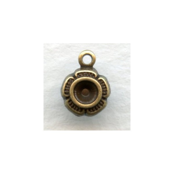 Settings to Hold Rhinestones Oxidized Brass 1 Loop (12)