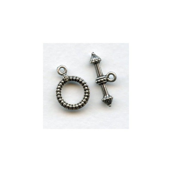 Oxidized Silver Bead Detail Bar and Toggle Set