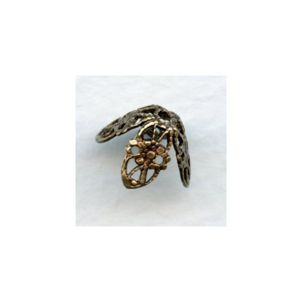 Fancy Filigree Bead Caps Oxidized Brass 7mm (12) - Image 2