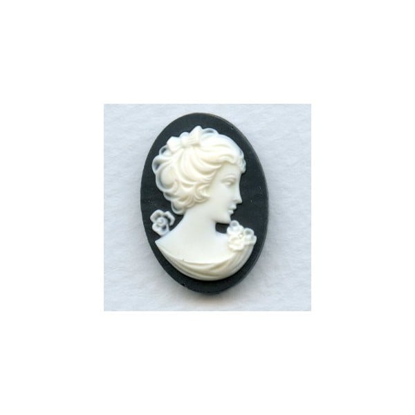 Portrait Cameos 25x18mm White on Black