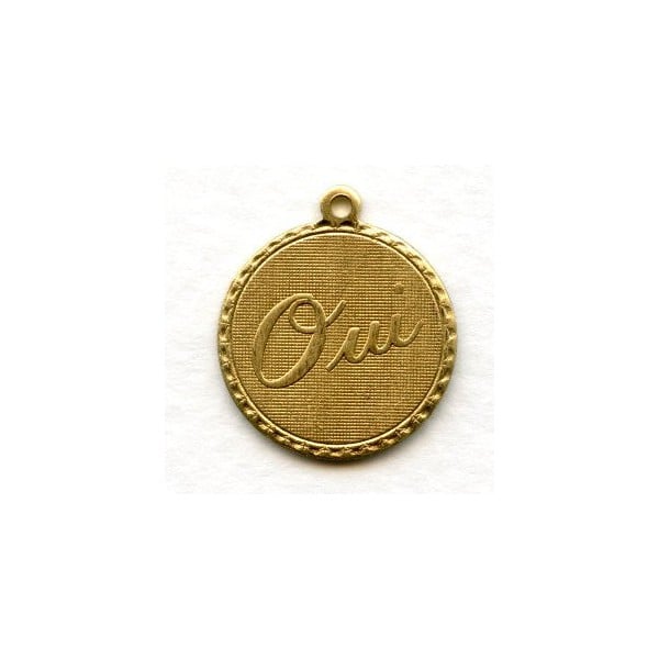 French Charms OUI Raw Brass Pendants