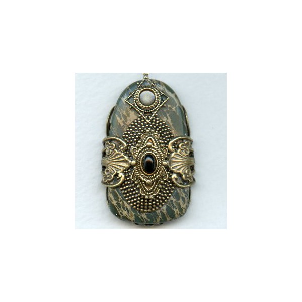Beaded Border Details Oxidized Brass 30x21mm - Image 2