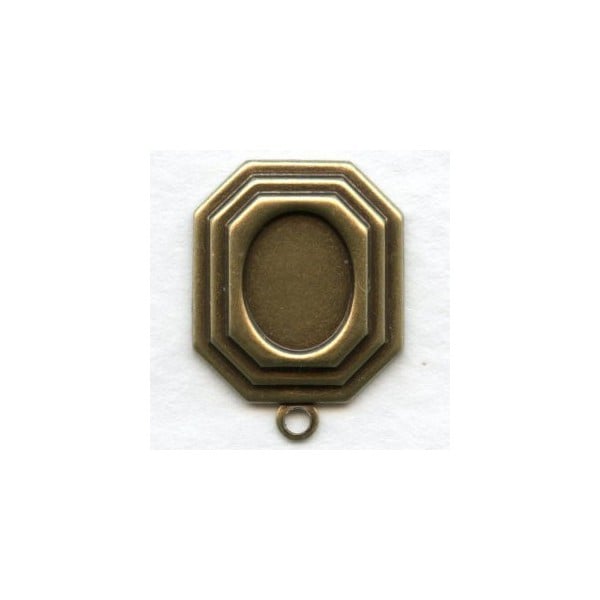 ^Octagon Border Oxidized Brass Oval Settings 8x6mm