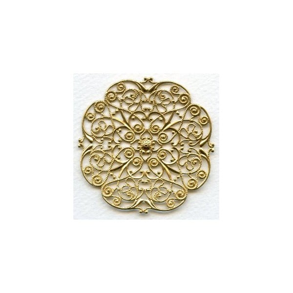 Ornate Flat Filigree 64mm Raw Brass