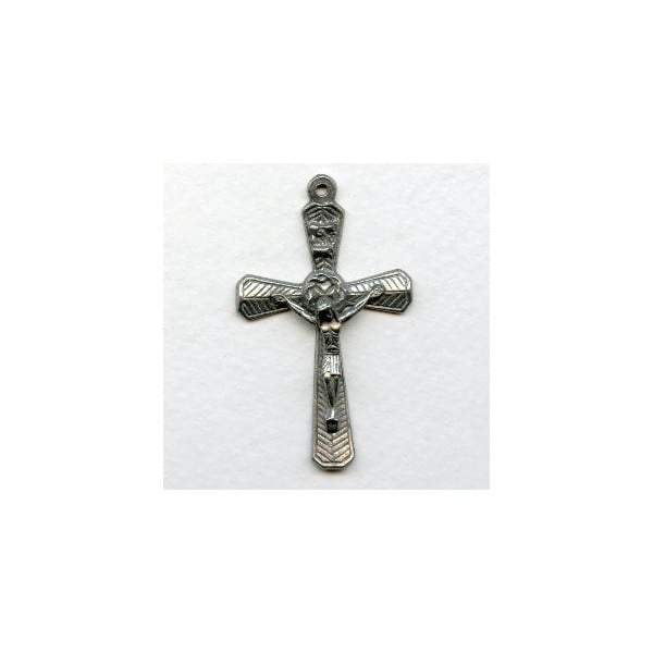 ^Vintage Crucifix Pewter 51mm Made in Italy