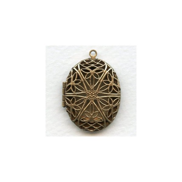 ^Oval Filigree Locket Oxidized Brass 32mm