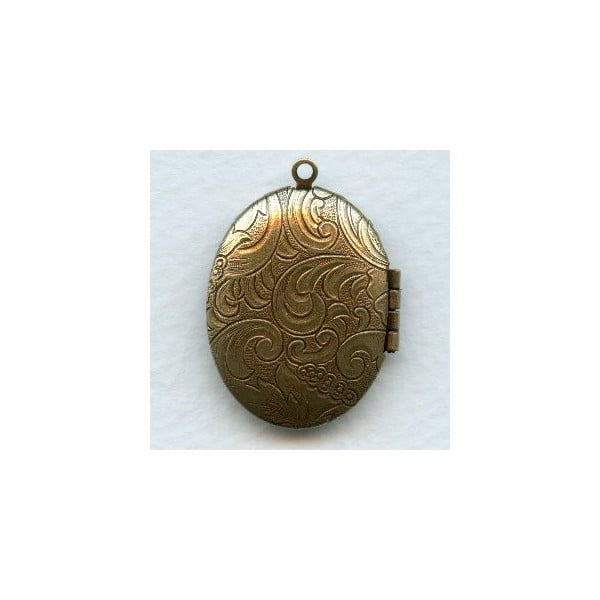 ^Oval Filigree Locket Oxidized Brass 32mm - Image 2