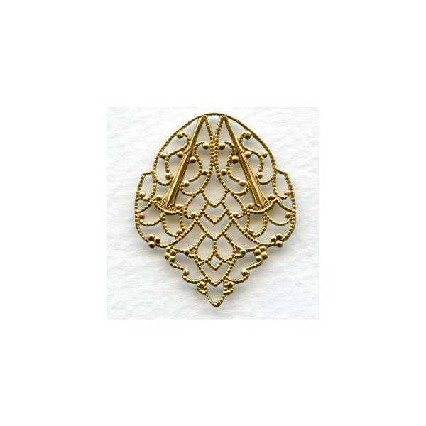 Filigree Leaf Raw Brass 33mm