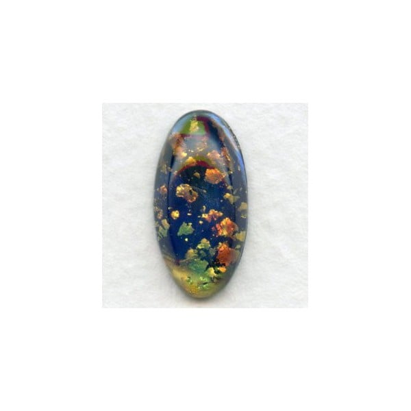 Dark Blue Opal Glass Pendeloque Stones 18x9mm
