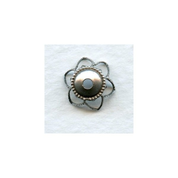 Elegant Filigree Bead Caps 9mm Oxidized Silver (12)