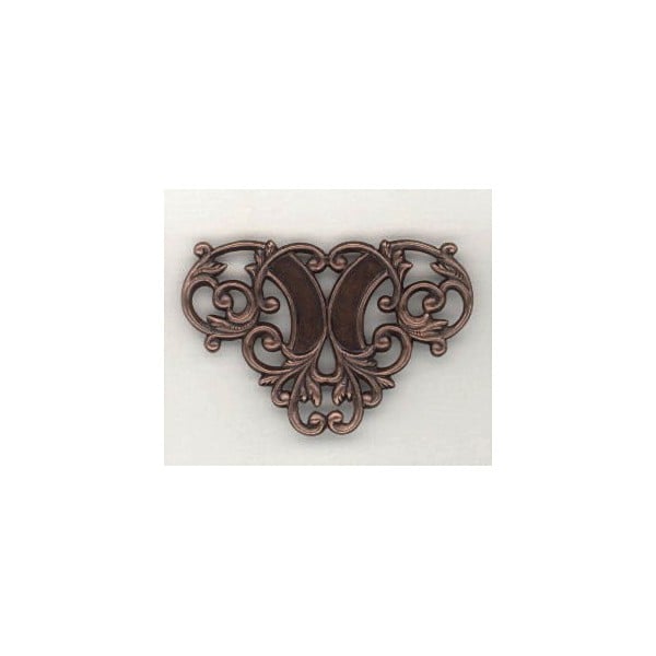 Floral Ornamental Openwork Stampings Oxidized Copper Triangle (4)