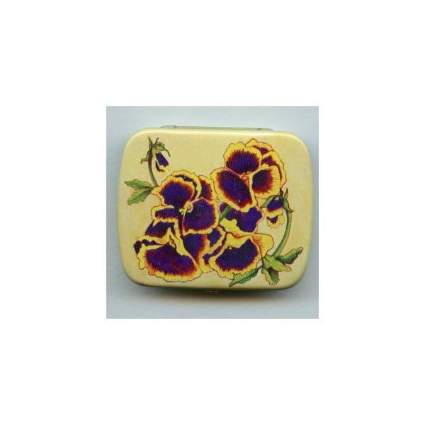 ^Vintage Tin Gift Box-Pansy-Made in Switzerland 60mm