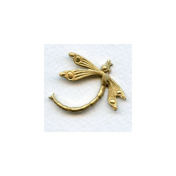 Art Deco Inspired Dragonflies Raw Brass 30mm (3)
