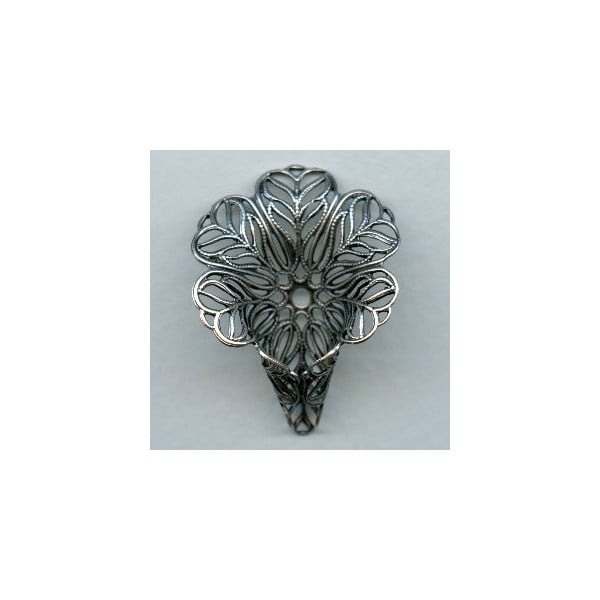 Flower Shaped Filigree Cone Oxidized Silver 34mm (1)