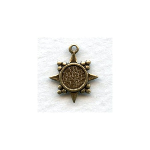 Pendant Settings Hold 5.5mm Stones Oxidized Brass