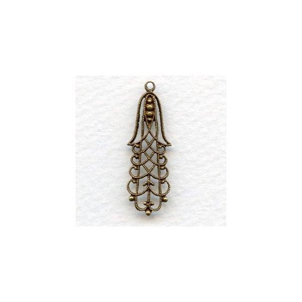^European Filigree Pendant 32mm Oxidized Brass