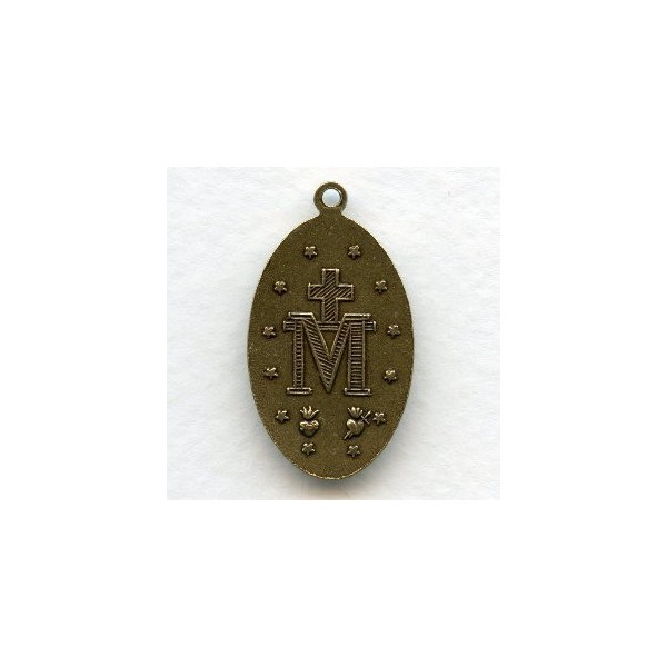 Blessed Mother Mary Medal 31mm Oxidized Brass (1) - Image 2