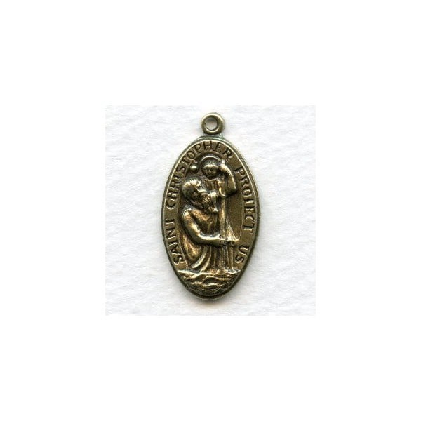 Saint Christopher Medal 27mm Oxidized Brass (1)