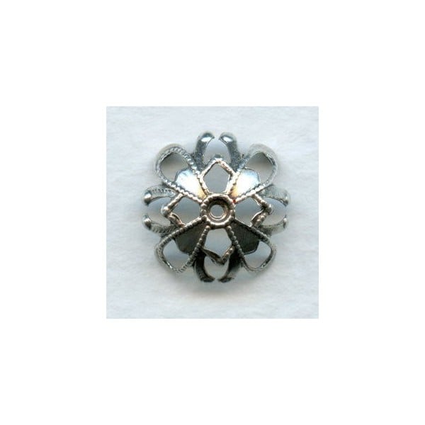 Filigree Bead Caps for 12mm Beads Oxidized Silver (12)