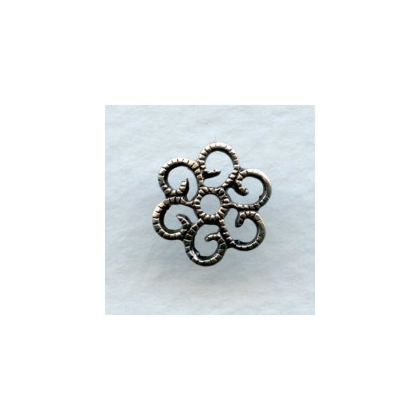 Small Round 10mm Flat Filigree Oxidized Silver