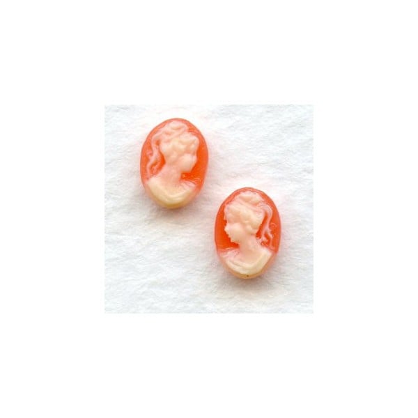Cameos Girl in a Ponytail Ivory on Carnelian 8x6mm (6 sets)
