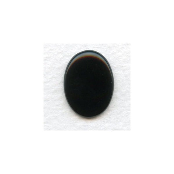 Jet Glass Cabochons Oval Buff-Tops 20x15mm