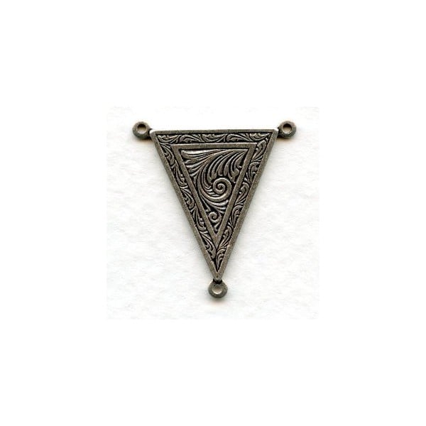 Elaborate Triangle 25x24mm Connectors Oxidized Silver