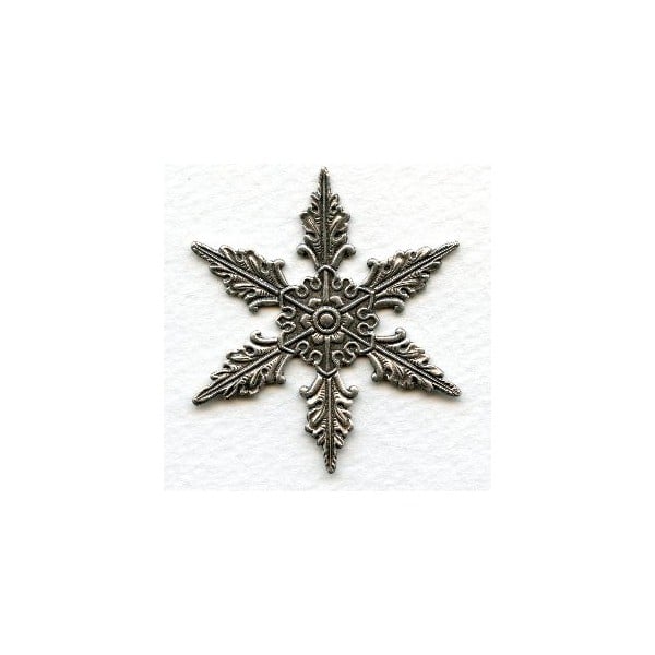 Snowflake Shape Oxidized Silver 48mm