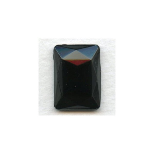 Jet Glass Rectangle Jewelry Stone 18x13mm