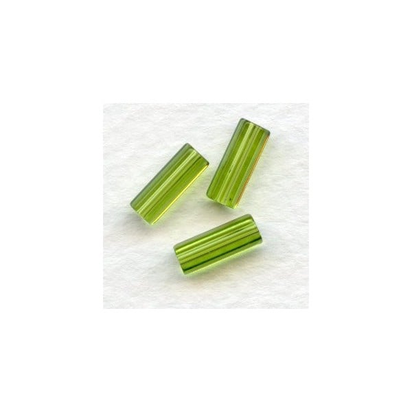 Olivine Czech Glass Hex Tube Beads 10x4mm