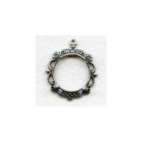 Delicate Fancy Setting 15mm Oxidized Silver