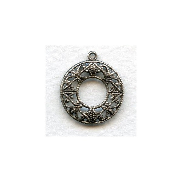 Filigree Round Feminine Hoops Oxidized Silver (12)
