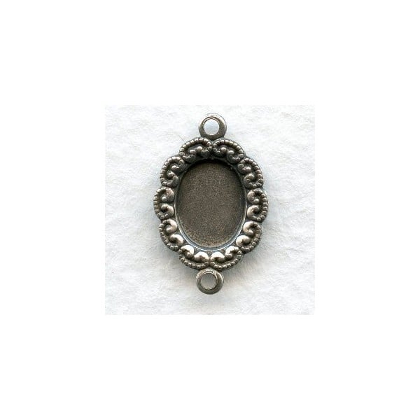 Ruffled Edge Setting Connectors Oxidized Silver 8x6mm (12)