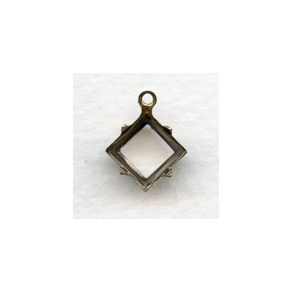 Open Back Square 8x8mm Settings Oxidized Brass