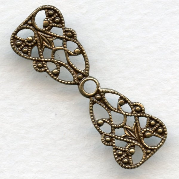 Great Filigree Connector or Fancy Bail Oxidized Brass (3)