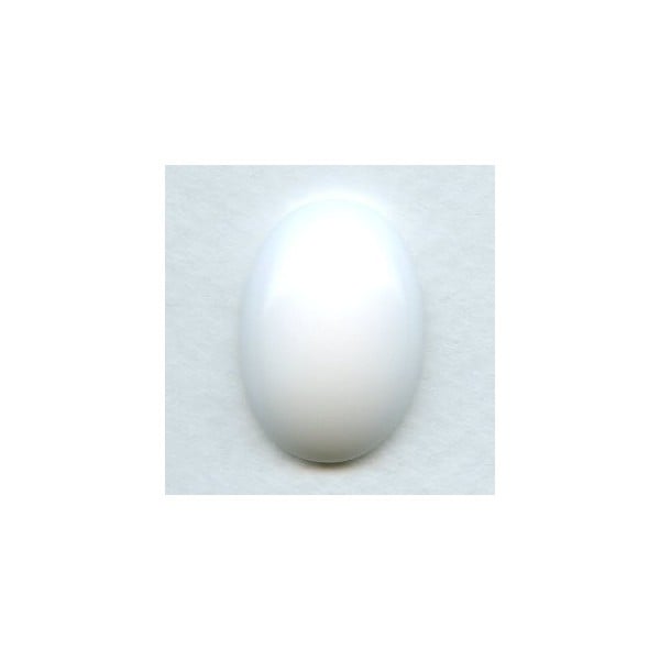 ^Chalk White Glass Cabochon 25x18mm Flat Back (1)