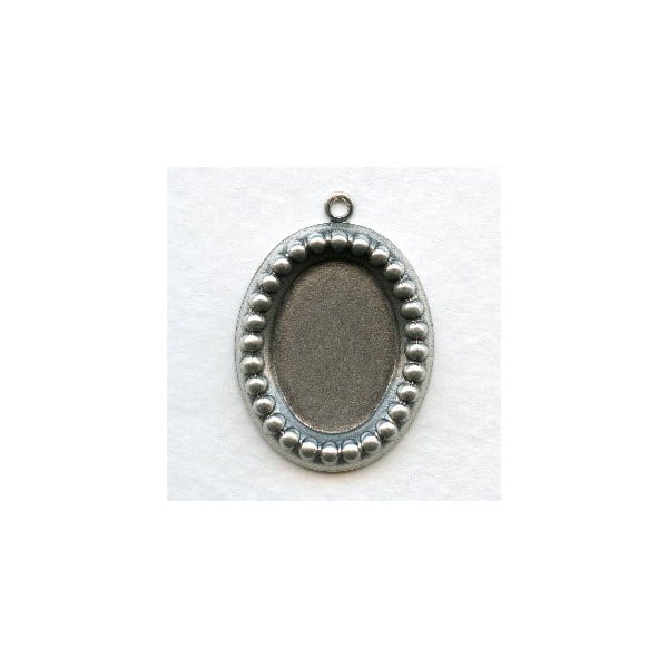 Beaded Edge Settings 18x13mm Oxidized Silver