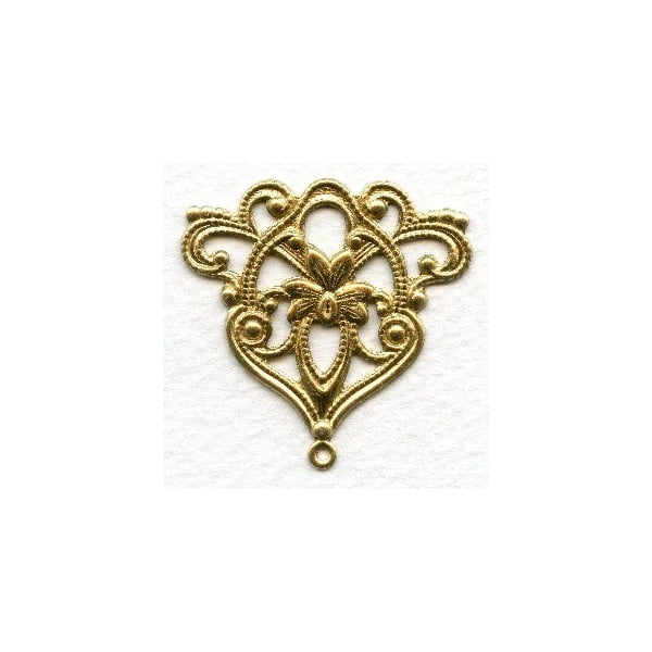 ^Floral Triangle with Loop Raw Brass 40mm