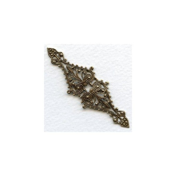 Filigree 68mm Long Narrow Bar Oxidized Brass (1)