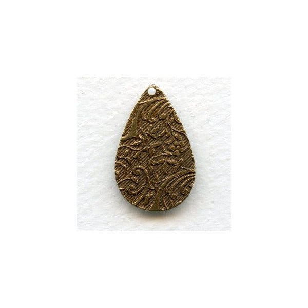 Floral Patterned Drops Oxidized Brass 27mm (6)