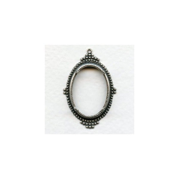 Ancient Design Setting 25x18mm Oxidized Silver