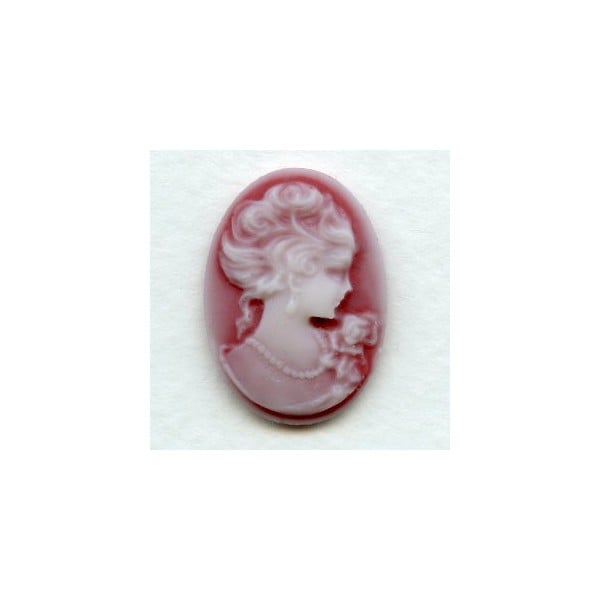 Grand Lady Portrait Cameos Ivory on Ruby 25x18mm
