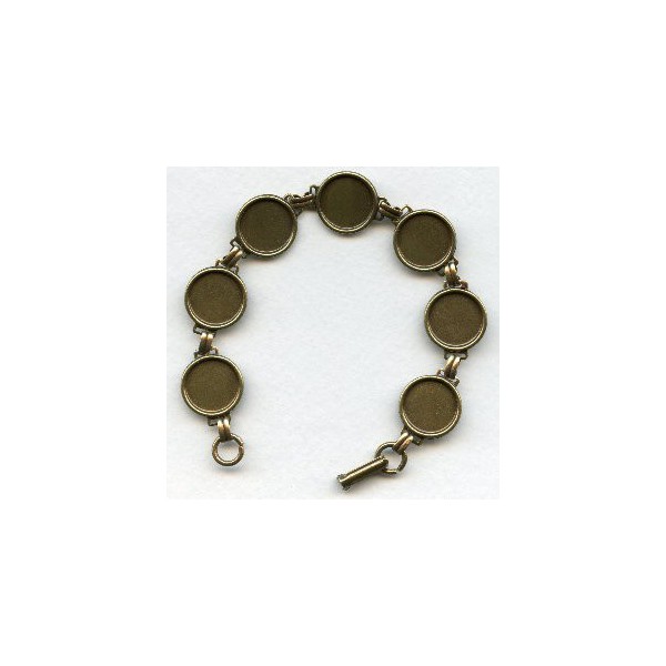 Linked Bracelet Finding Oxidized Brass 13mm Settings (1) - Image 2