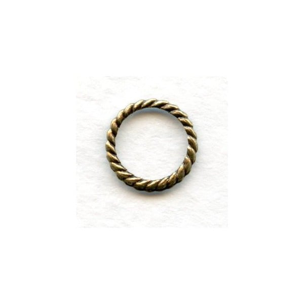 Rope Edge Round 9mm Connector Ring Oxidized Brass