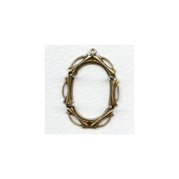 Openwork Ornate Style Oxidized Brass Setting 25x18mm