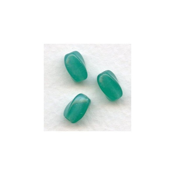 ^Opaline Light Jade Baroque Oval Twist Beads 9x7mm
