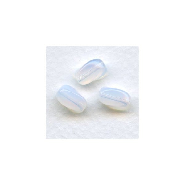 White Opal Twist Beads 9x7mm Oval Opaline